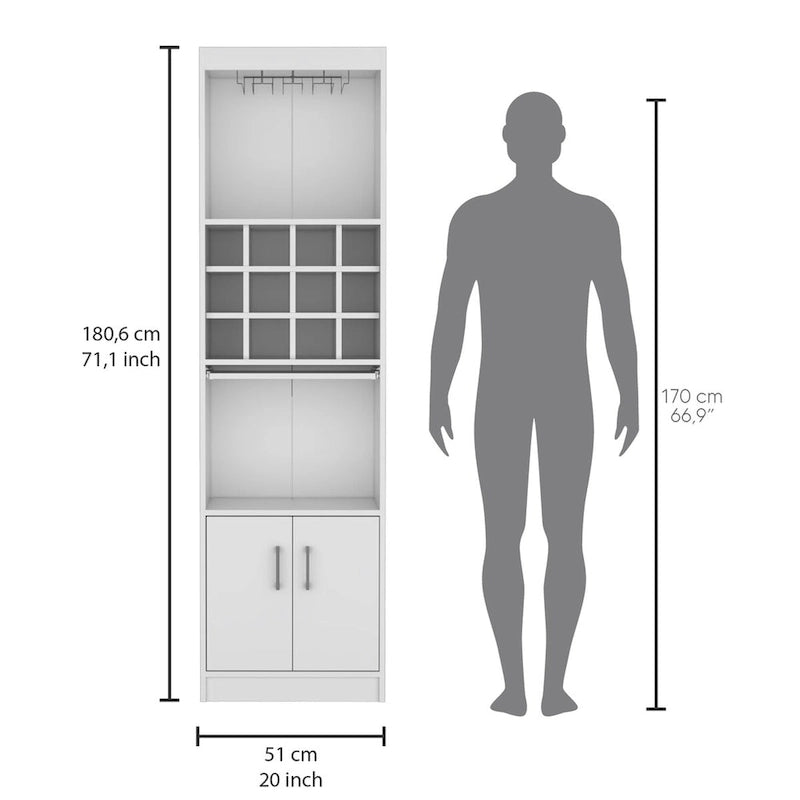 71Tall Bar Cabinet 5-Tier Modern Bar Cabinet with Glass Holder Stemware Rack,Wine Cabinet,12 Bottle Cubbies,5 Shelves