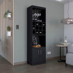 71Tall Bar Cabinet 5-Tier Modern Bar Cabinet with Glass Holder Stemware Rack,Wine Cabinet,12 Bottle Cubbies,5 Shelves