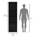 71Tall Bar Cabinet 5-Tier Modern Bar Cabinet with Glass Holder Stemware Rack,Wine Cabinet,12 Bottle Cubbies,5 Shelves