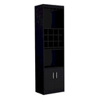 71Tall Bar Cabinet 5-Tier Modern Bar Cabinet with Glass Holder Stemware Rack,Wine Cabinet,12 Bottle Cubbies,5 Shelves