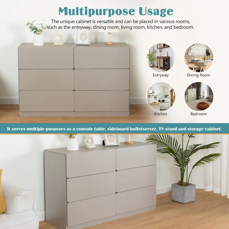Drawer dresser cabinet,bar cabinet,Buffet server console,table storge cabinets,Flat out the corners of the drawers,six drawers