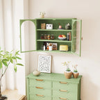 27.56Portes vitrées Armoire murale moderne à deux portes avec trois niveaux de rangement pour l'entrée, avec motif tressé caractéristique