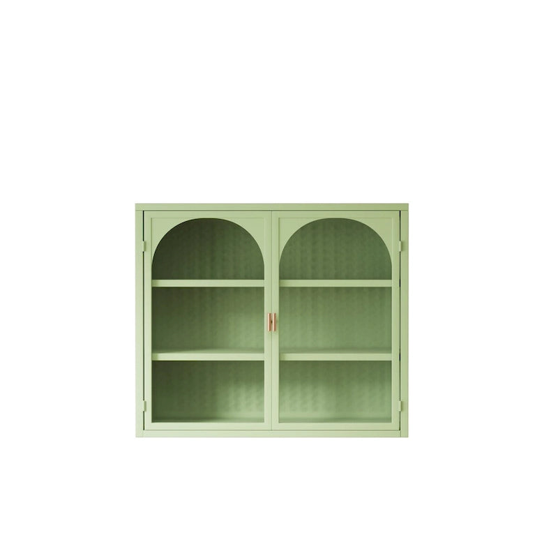 27.56Portes vitrées Armoire murale moderne à deux portes avec trois niveaux de rangement pour l'entrée, avec motif tressé caractéristique
