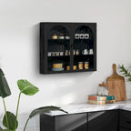 27.56Portes vitrées Armoire murale moderne à deux portes avec trois niveaux de rangement pour l'entrée, avec motif tressé caractéristique