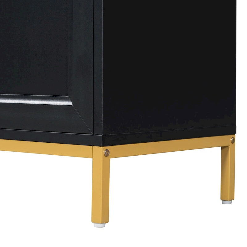 Elegant Stylish Wooden Sideboard, Top with Faux Marble Stickers