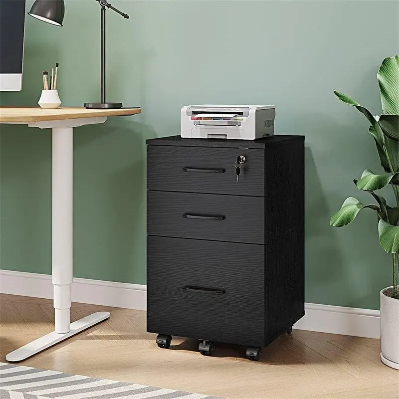 3 Drawer File Cabinet with Lock - 26.47D x 18.56W x 6.91H