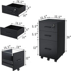 Classeur à 3 tiroirs avec serrure - 26,47P x 18,56L x 6,91H