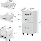 Classeur à 3 tiroirs avec serrure - 26,47P x 18,56L x 6,91H