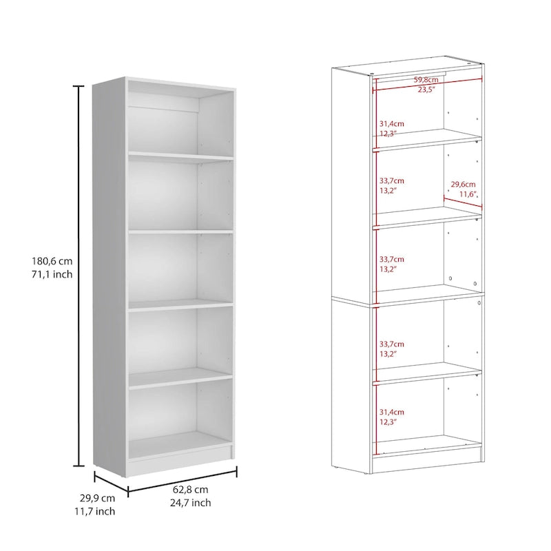 Ensemble bibliothèque 3 pièces, 170 cm de large, 5 étagères et placard, 13 étagères au total, 180 cm H x 30 cm P, garantie 1 an