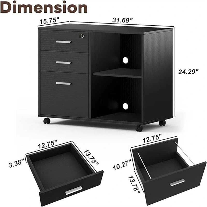Meuble de classement en bois - 15.75P x 31.69L x 26.29H