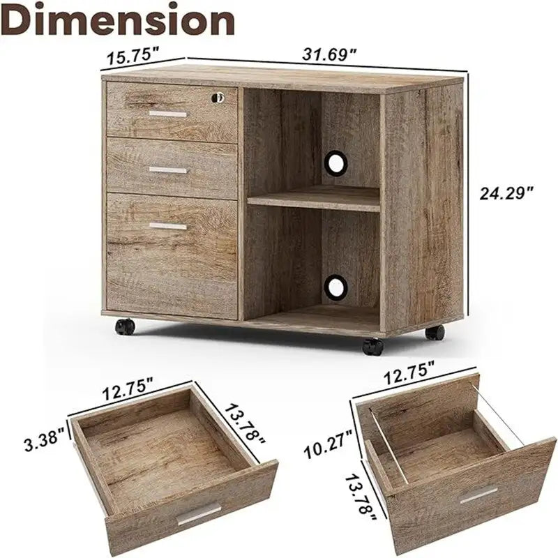 Meuble de classement en bois - 15.75P x 31.69L x 26.29H