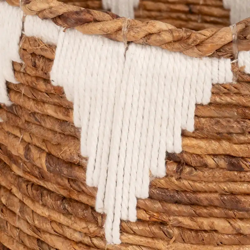 Paniers de rangement tressés à la main en feuilles de bananier, lot de 3, style bohème, finition naturelle, 25/30/35 cm de hauteur