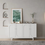 Functional 4-Door Intaglio Storage Cabinet with Pine Legs