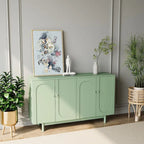 Functional 4-Door Intaglio Storage Cabinet with Pine Legs