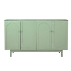 Functional 4-Door Intaglio Storage Cabinet with Pine Legs