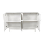 Functional 4-Door Intaglio Storage Cabinet with Pine Legs