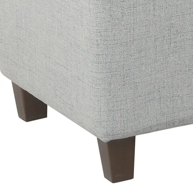 Banc en bois capitonné en tissu avec rangement à charnière, gris clair et marron