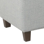 Banc en bois capitonné en tissu avec rangement à charnière, gris clair et marron