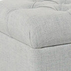 Banc en bois capitonné en tissu avec rangement à charnière, gris clair et marron
