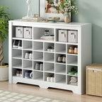 Meuble de rangement 24 compartiments pour chaussures au design élégant, meuble à chaussures moderne avec base incurvée, buffet polyvalent de haute qualité pour l'entrée