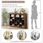 Meuble de rangement 24 compartiments pour chaussures au design élégant, meuble à chaussures moderne avec base incurvée, buffet polyvalent de haute qualité pour l'entrée