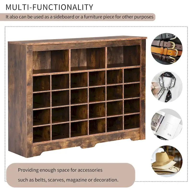 Meuble de rangement 24 compartiments pour chaussures au design élégant, meuble à chaussures moderne avec base incurvée, buffet polyvalent de haute qualité pour l'entrée