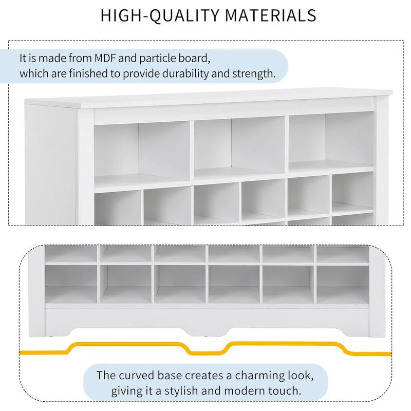 Meuble de rangement 24 compartiments pour chaussures au design élégant, meuble à chaussures moderne avec base incurvée, buffet polyvalent de haute qualité pour l'entrée