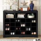 Meuble de rangement 24 compartiments pour chaussures au design élégant, meuble à chaussures moderne avec base incurvée, buffet polyvalent de haute qualité pour l'entrée