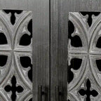 Hollow Four Door Antique Cabinet, American Country Style, Suitable for Living Room, TV Cabinet, Kitchen (Antique Black)