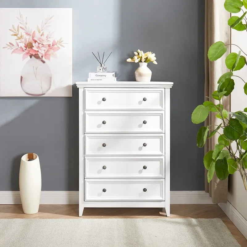 5 Storage Drawers Dresser Cabinet
