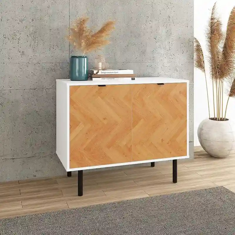 Mid-Century Modern Accent Cabinet with 2 Soft-Close Doors & Shelves, 35.43"L