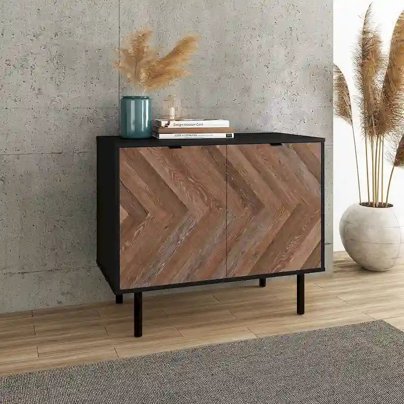 Mid-Century Modern Accent Cabinet with 2 Soft-Close Doors & Shelves, 35.43"L