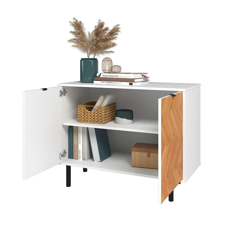 Mid-Century Modern Accent Cabinet with 2 Soft-Close Doors & Shelves, 35.43"L