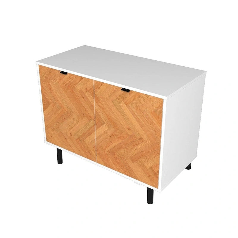 Mid-Century Modern Accent Cabinet with 2 Soft-Close Doors & Shelves, 35.43"L