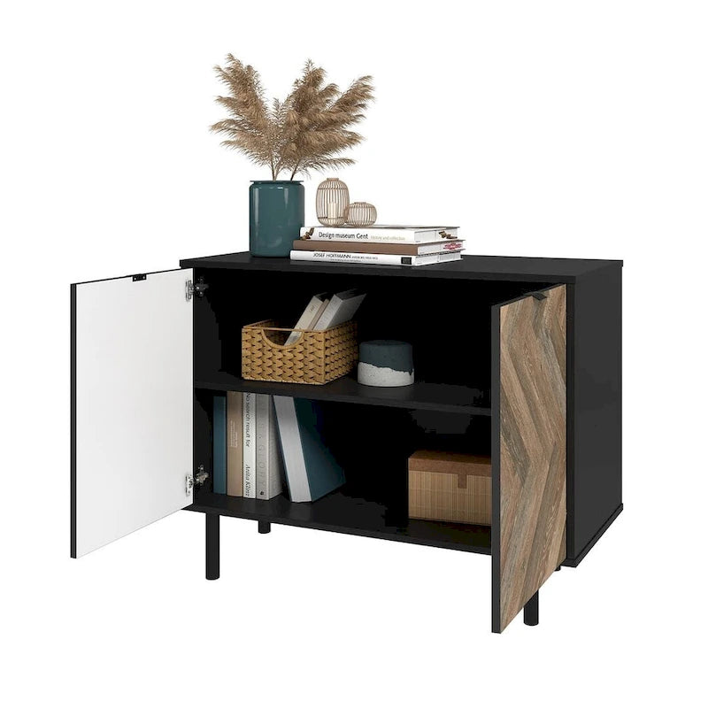 Mid-Century Modern Accent Cabinet with 2 Soft-Close Doors & Shelves, 35.43"L