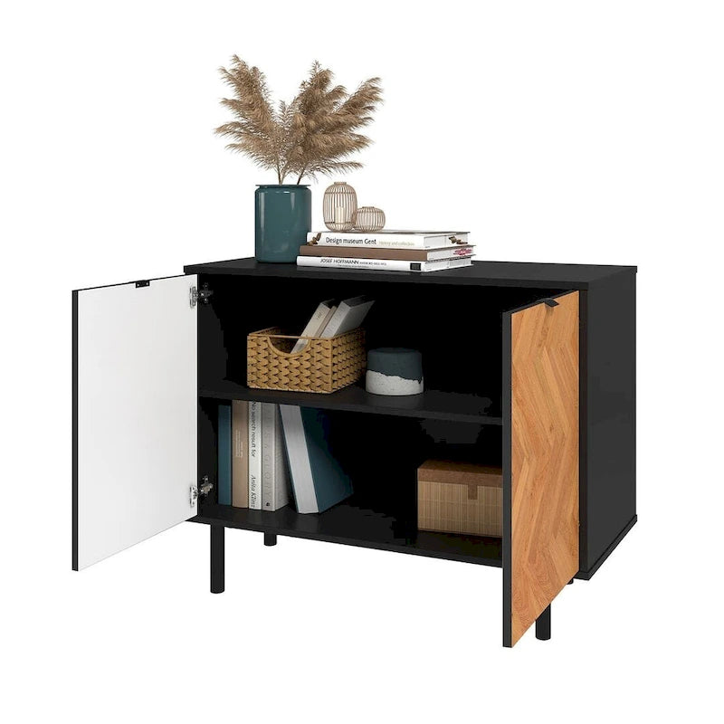 Mid-Century Modern Accent Cabinet with 2 Soft-Close Doors & Shelves, 35.43"L