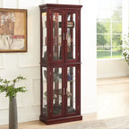 Lighted Curio Diapaly Cabinet,Adjustable Shelves,Mirrored Back Panel,Tempered Glass Doors (6 Tier),(E26 light bulb not included)
