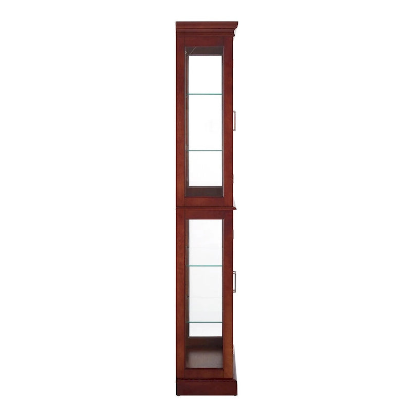Lighted Curio Diapaly Cabinet,Adjustable Shelves,Mirrored Back Panel,Tempered Glass Doors (6 Tier),(E26 light bulb not included)