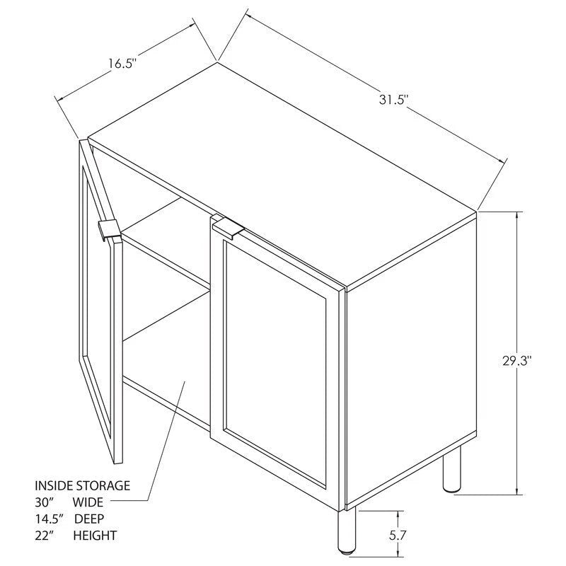 2-Door Cabinet, Black Synthetic Rattan Panels, Adjustable Shelf, Solid Wood Cylindrical Legs