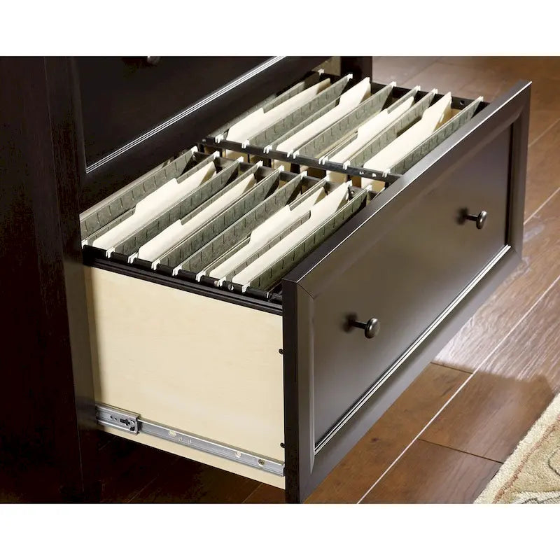 Classeur latéral, 2 tiroirs à extension complète, format lettre et légal, fini châtaignier crayeux