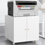 Metal Printer Stand with Storage Mobile Printer Tables for Small Spaces with Door Adjustable Shelf File Cabinet on Wheels
