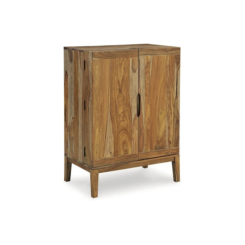 Meuble bar avec rangement pour bouteilles de vin, casier 9 bouteilles, support 12 verres, bois de sheesham, 32L x 20P x 45H