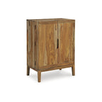 Meuble bar avec rangement pour bouteilles de vin, casier 9 bouteilles, support 12 verres, bois de sheesham, 32L x 20P x 45H