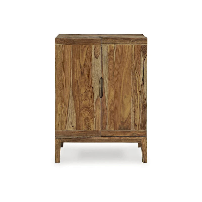 Bar Cabinet with Wine Bottle Storage, 9-Bottle Rack, 12-Glass Holder, Sheesham Wood, 32W x 20D x 45H