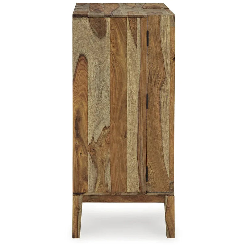 Bar Cabinet with Wine Bottle Storage, 9-Bottle Rack, 12-Glass Holder, Sheesham Wood, 32W x 20D x 45H