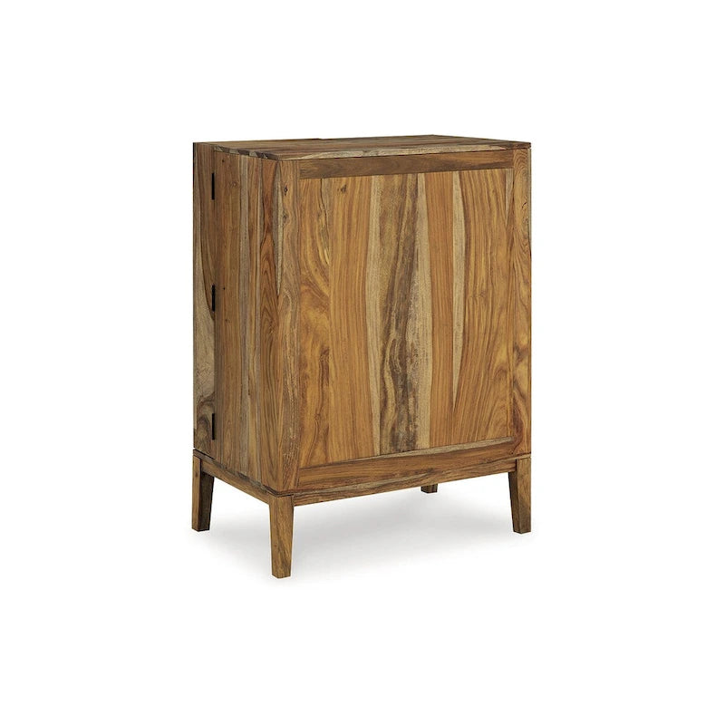 Meuble bar avec rangement pour bouteilles de vin, casier 9 bouteilles, support 12 verres, bois de sheesham, 32L x 20P x 45H