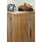 Meuble bar avec rangement pour bouteilles de vin, casier 9 bouteilles, support 12 verres, bois de sheesham, 32L x 20P x 45H