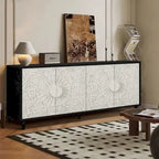 Vintage White Sideboards with Large Faceted Carved