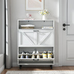 Meuble à chaussures avec porte coulissante type "grange", organisateur de chaussures avec 2 tiroirs basculants, meuble à chaussures autoportant avec rangement ouvert