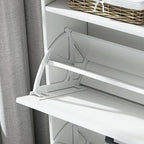 Meuble à chaussures avec porte coulissante type "grange", organisateur de chaussures avec 2 tiroirs basculants, meuble à chaussures autoportant avec rangement ouvert